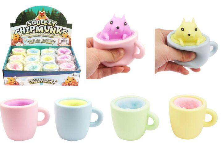 12 Wholesale PoP-Up Squeeze Toy (chipmunk) image