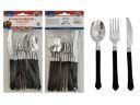 144 Wholesale 12pc Cutlery Silver Plated With Black Handles 7.5 Inches image