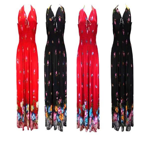12 Wholesale Women's Casual Sleeveless V Neck Maxi Dresses image