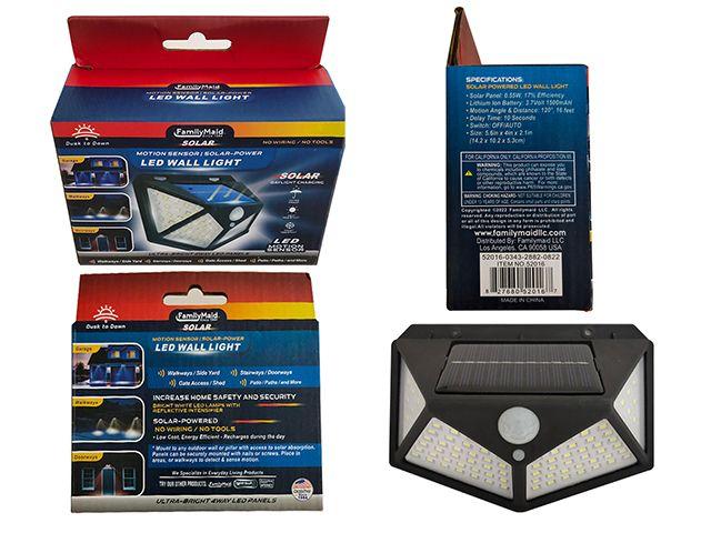 12 Wholesale Solar Power Led Sensor Wall Light Black Plastic 5.6x4x2.1 Inches image