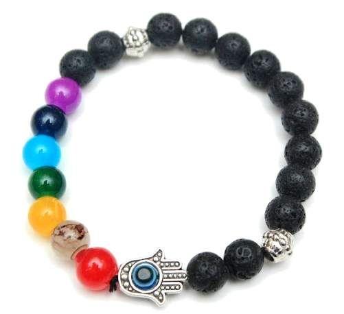 120 Wholesale Chakra Hamsa Bead Bracelet Evil Eye Hand image