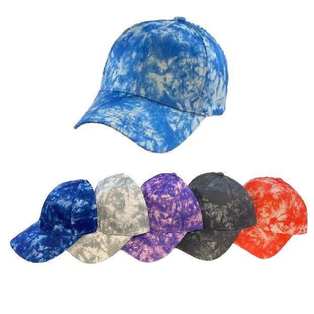 24 Wholesale TwO-Tone Tie Dye Baseball Cap/ Hat image