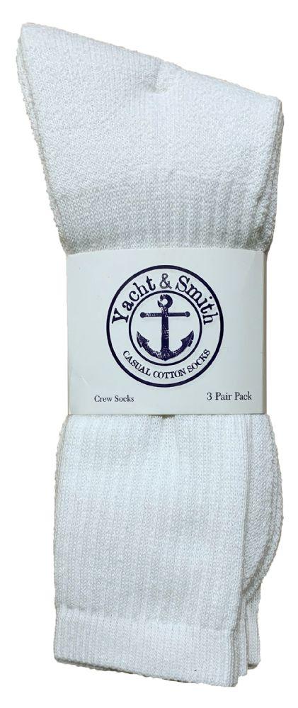 300 Wholesale Yacht & Smith Men's Soft Cotton Terry Cushion Crew Socks, Sock Size 10-13, White image
