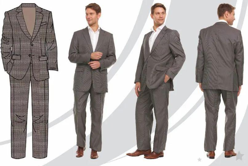 12 Wholesale Men's 2 Button Suit Set - Beige With Stripes image