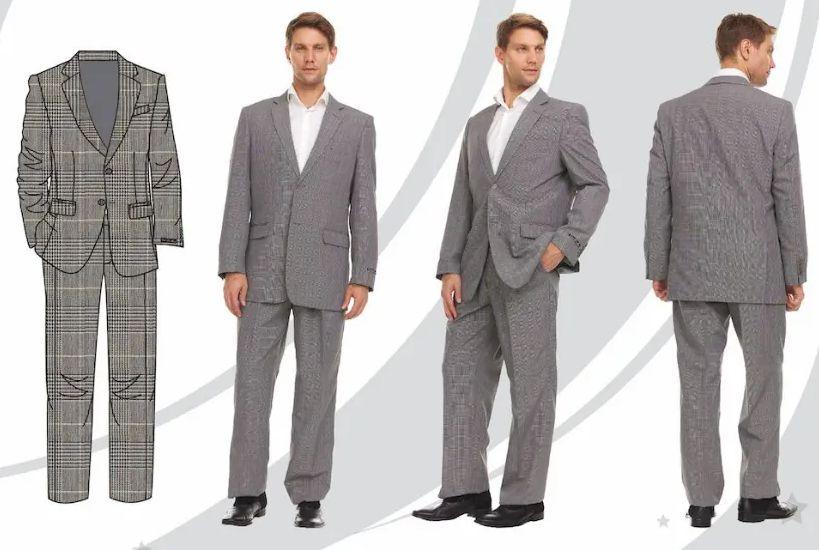 12 Wholesale Men's 2 Button Suit Set - Grey With Stripes image
