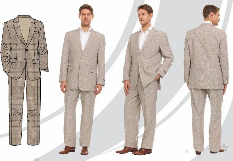 12 Wholesale Men's 2 Button Suit Set -Tan With Stripes image