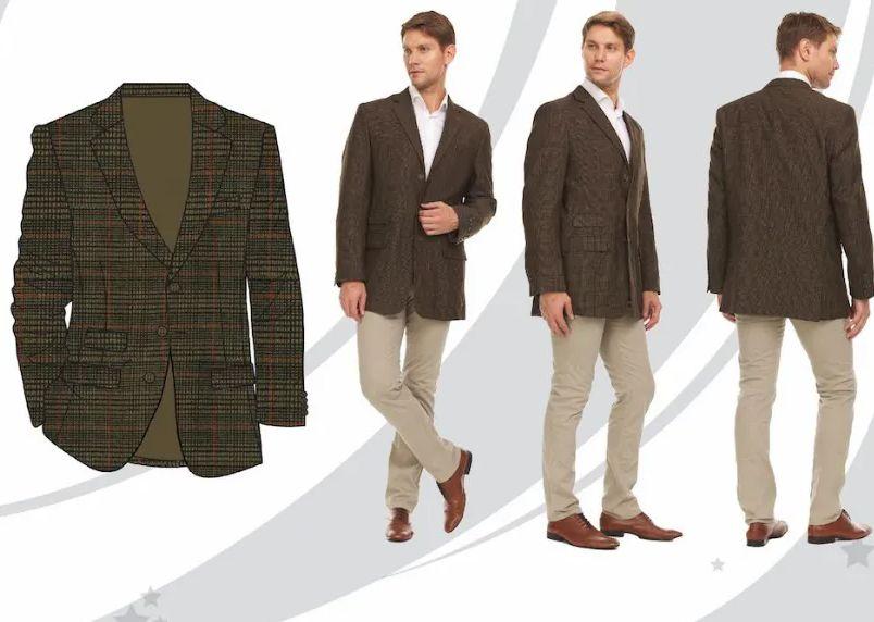 12 Wholesale Men's Suit Blazer - Brown Plaid Only image