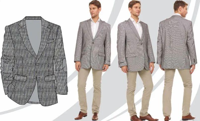 12 Wholesale Men's Suit Blazer - Grey Sharkskin Only image