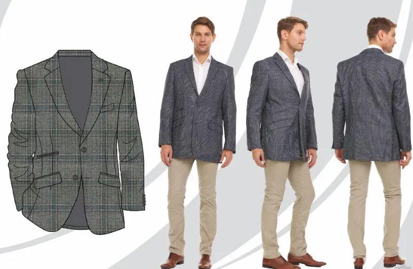 12 Wholesale Men's Suit Blazer - Blue Plaid Only image