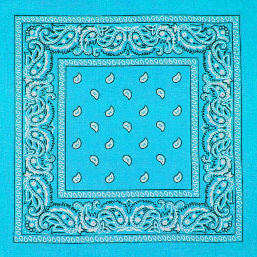 12 Wholesale Light Blue Paisley Print Polyester Bandanas image