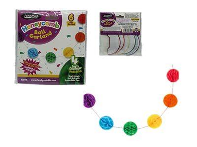 144 Wholesale 6-Piece Honeycomb Ball Garland image