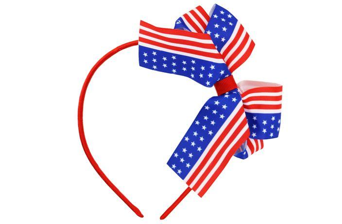 60 Wholesale Headband With Usa Flag Bow image