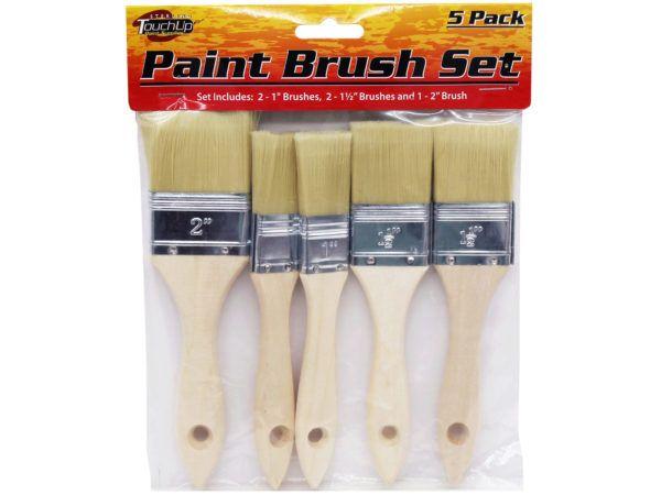 24 Wholesale 5 Pack Wood Handle Paint Brush Set image
