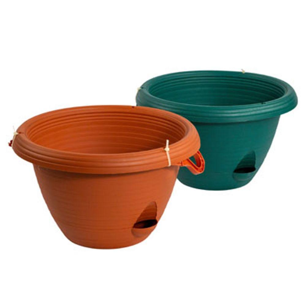 12 Wholesale Planter Hanging Self Watering 2 Colors Terra Cotta, Huntergreen Ref #evergreen 2 image