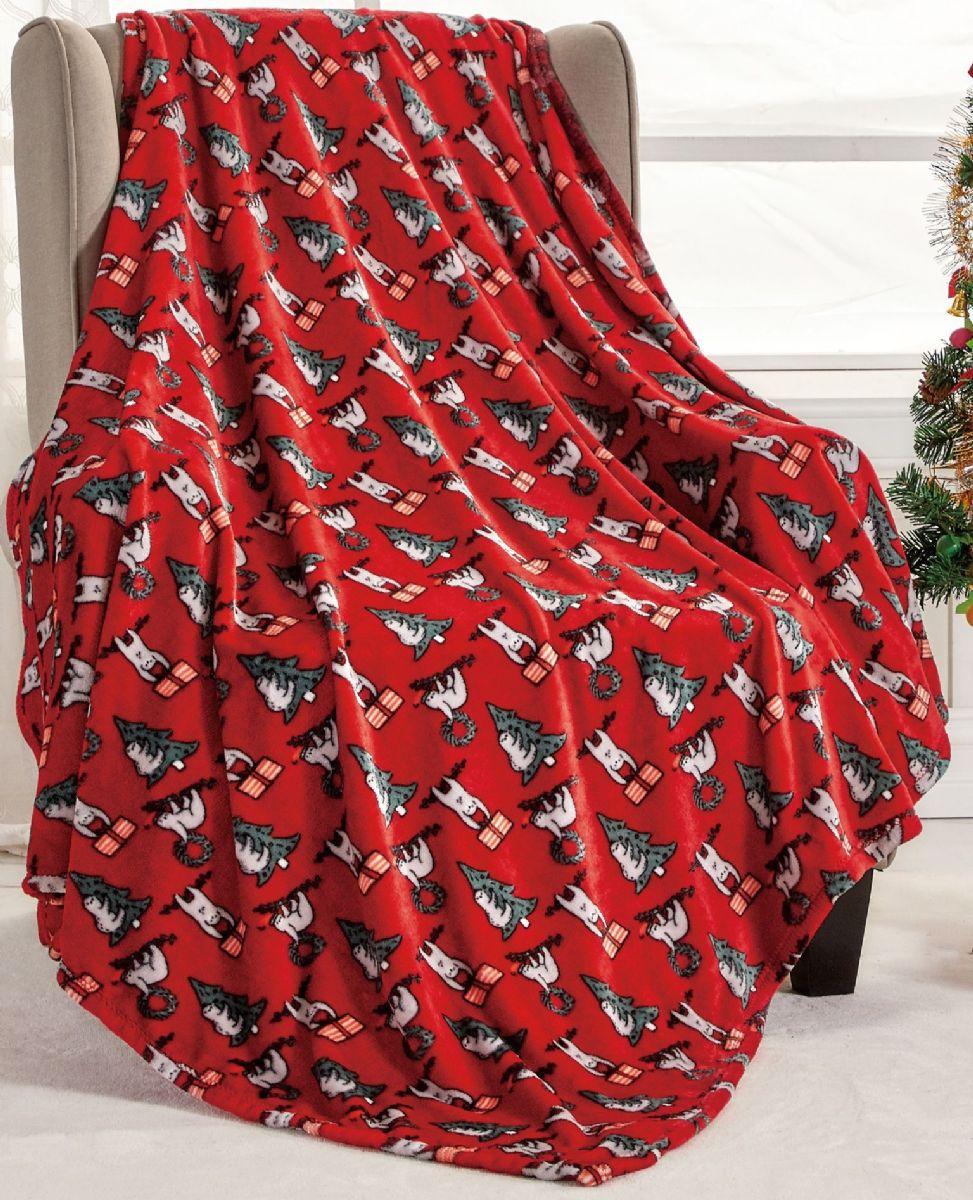 24 Wholesale Micro Plush Warm Fleece Holiday Throw Blanket 50 X 60 Holiday Christmas Sloth image