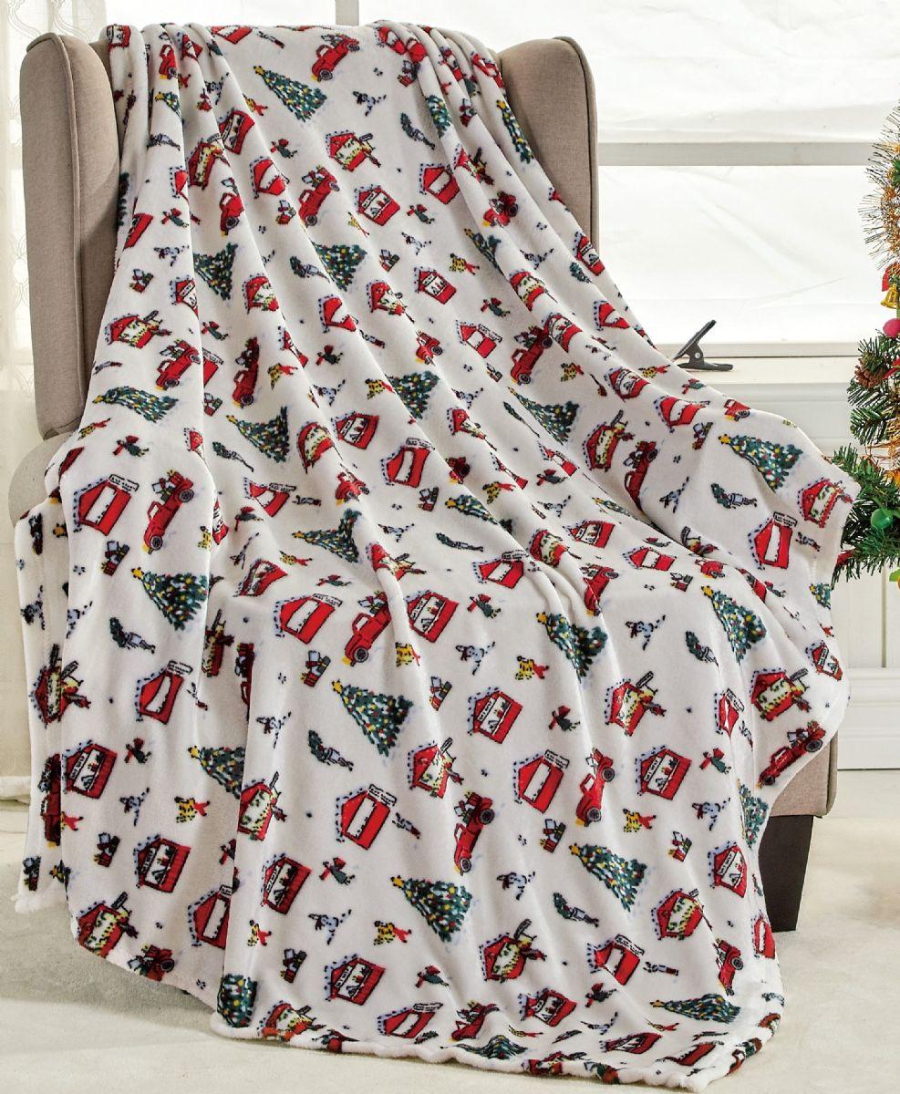 12 Wholesale Christmas Holiday Throw Design Micro Plush Throw Blanket 50x60 Multicolor image