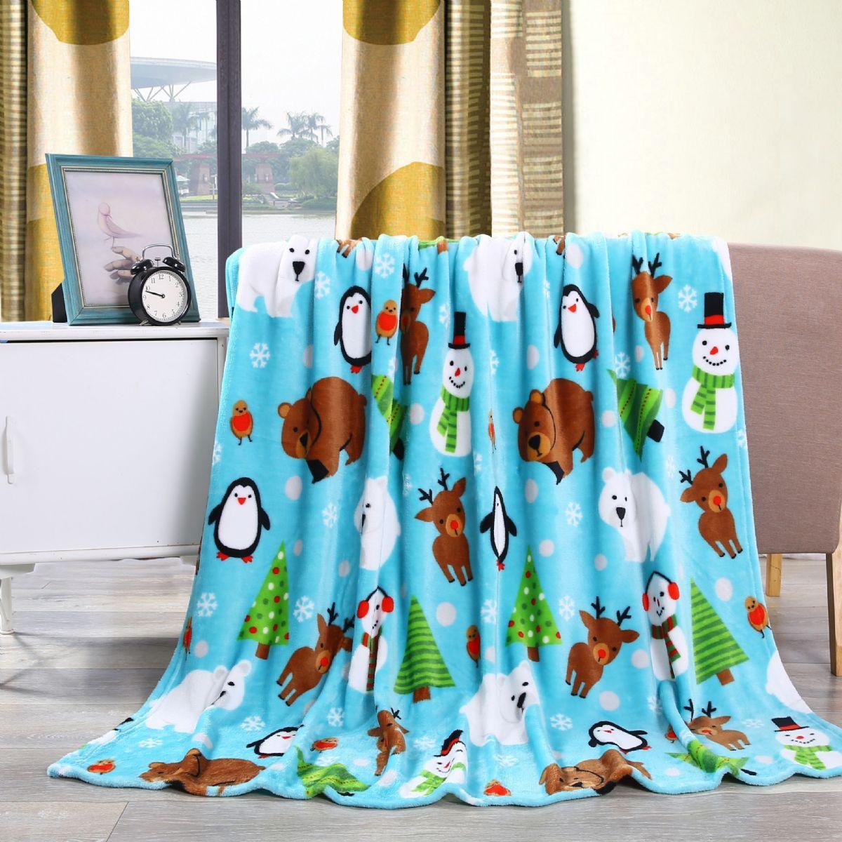12 Wholesale Holiday Pals Throw Design Micro Plush Throw Blanket 50x60 Multicolor image