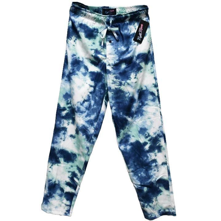 12 Wholesale Men's Blue & Green TiE-Dye Print Pajama Pants Size S-3xl image
