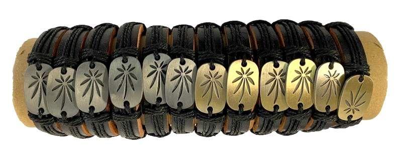 24 Wholesale Wholesale Marijuana Leaf Style Faux Leather Bracelet image