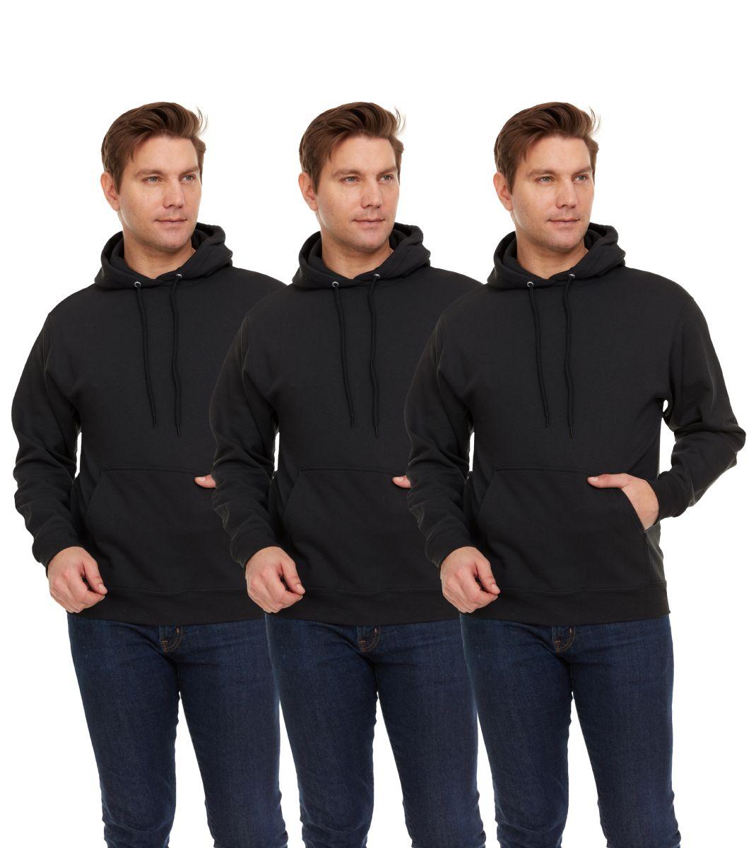 3 Wholesale Unisex Cotton Hoodie Sweatshirt In Black Size Xlarge image
