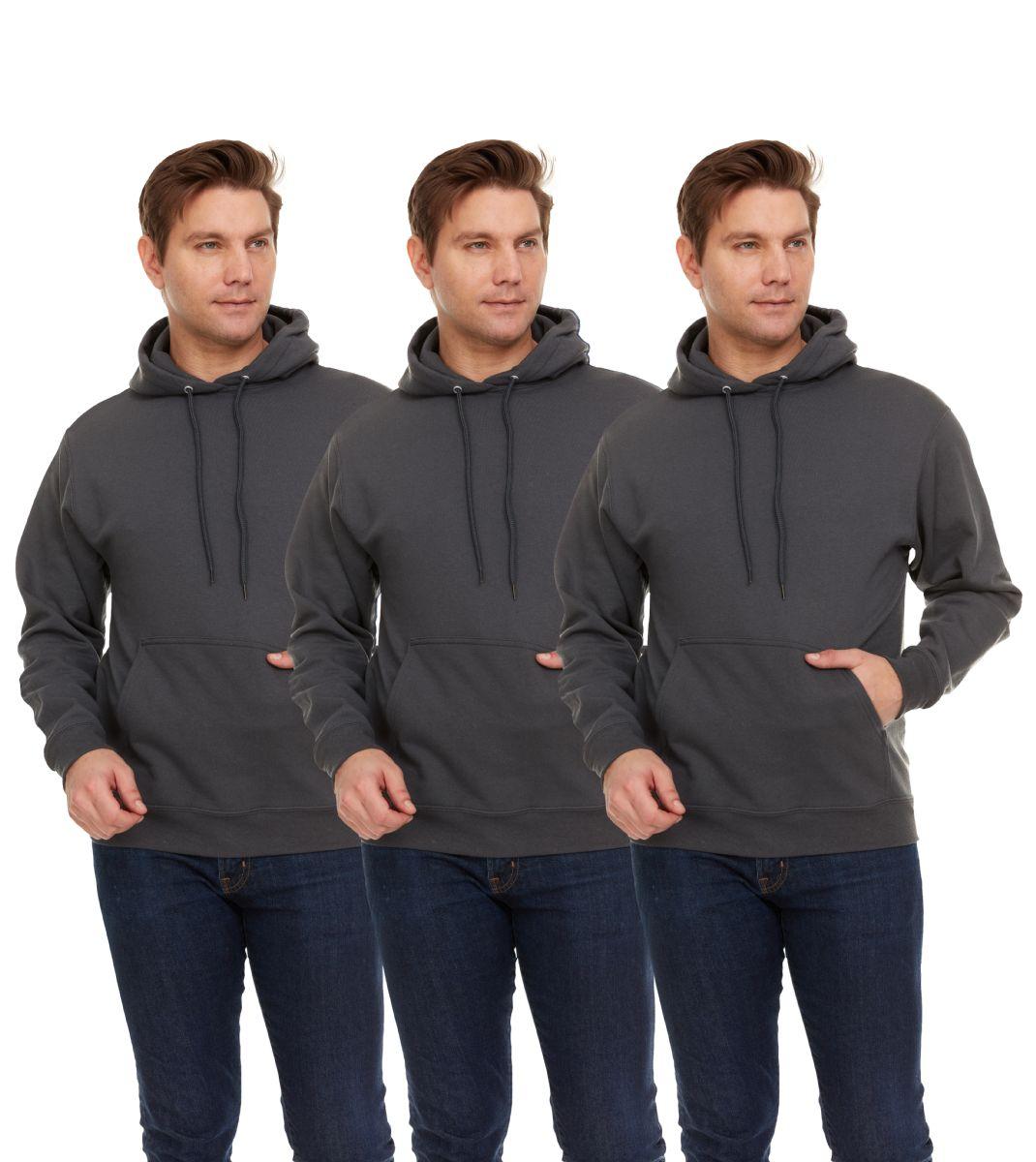 3 Wholesale Unisex Cotton Hoodie Sweatshirt In Gray Size Large image
