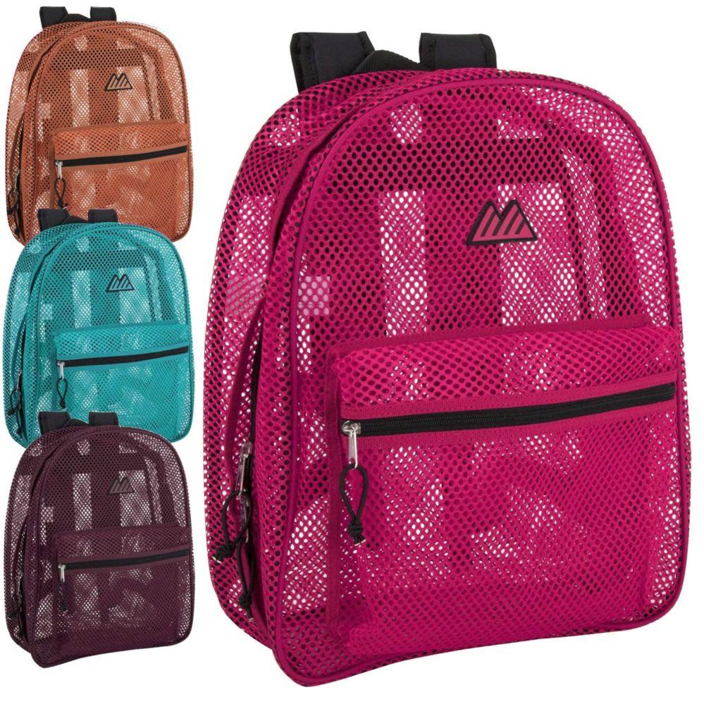 24 Wholesale Bulk Premium 17 Inch Mesh Backpack - Girls 4 Color Assortment image
