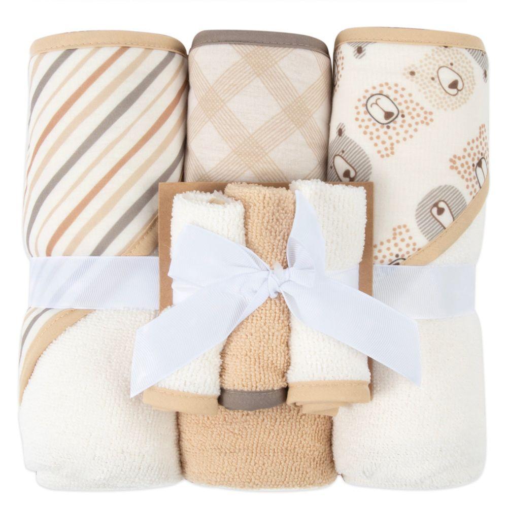 24 Wholesale 6 Piece Hooded Bath Towel & Wash Cloth Baby Bath Sets - Bear Theme image
