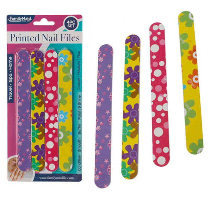 144 Wholesale 4 Pack Printed Nail Files 7" Each image