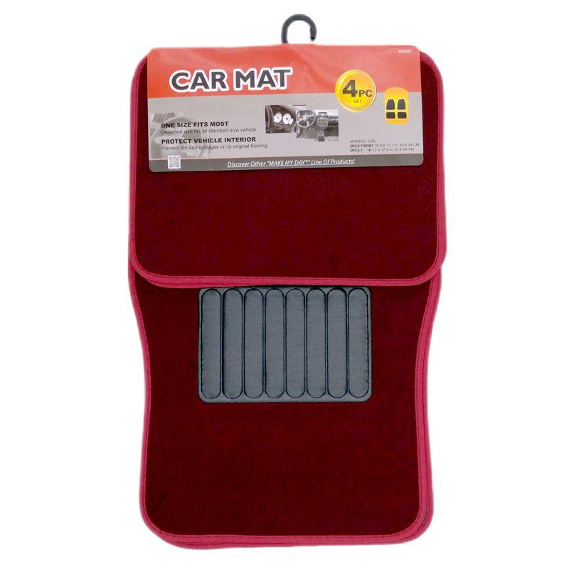 12 Wholesale 4 Pc Burgundy Car Mat Set - 2 Pc Front, 2 Pc Rear image