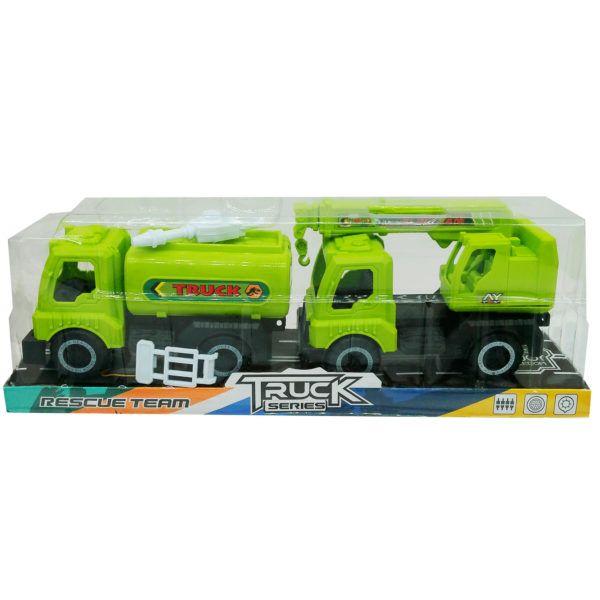 24 Wholesale 2 Pack Construction Crane, Cement And Water Trucks Toy Set Assorted Styles image