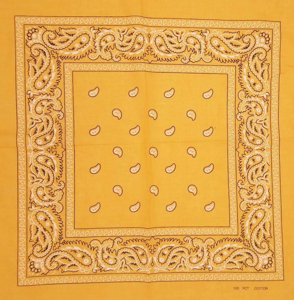 24 Wholesale Golden Paisley Printed Cotton Bandanas image