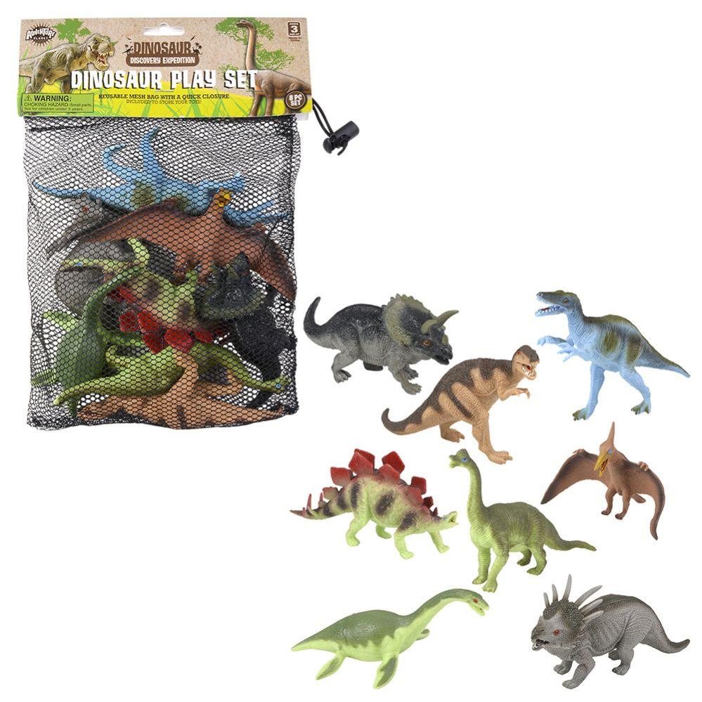 24 Wholesale 8pc Mesh Bag Dinosaur Assortment