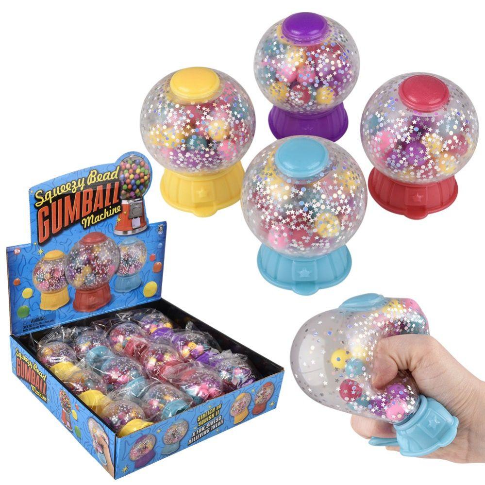 144 Wholesale Squeezy Bead Gumball Machine 3.5" image