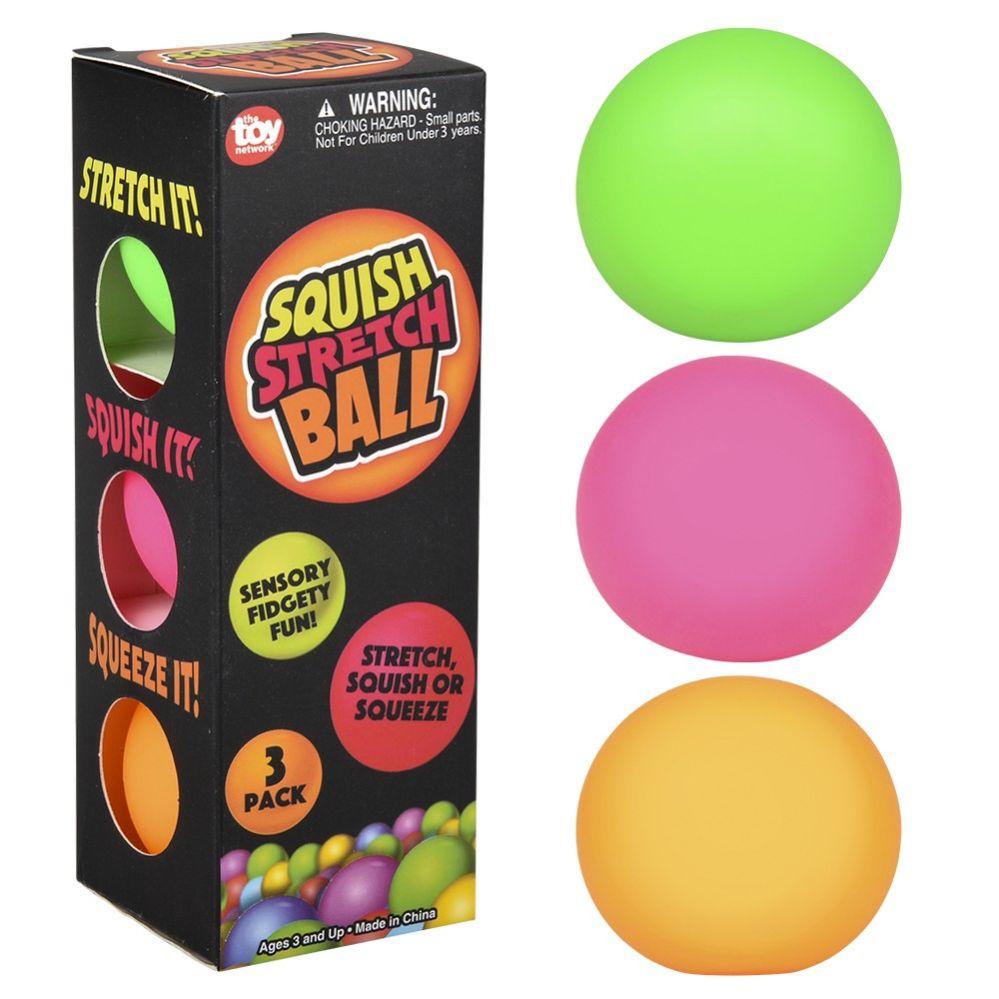 96 Wholesale Squish And Stretch Mini Gummi Ball 1.75" 3pcs/color Box image