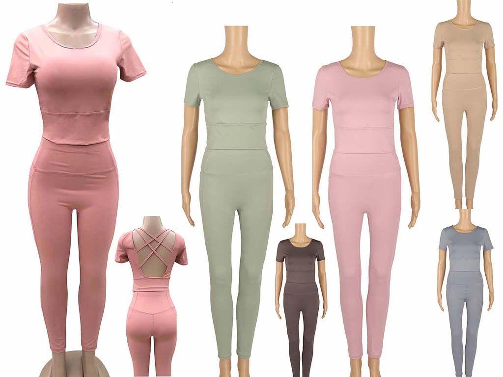 36 Wholesale Women's Crop Top And Leggings Set image