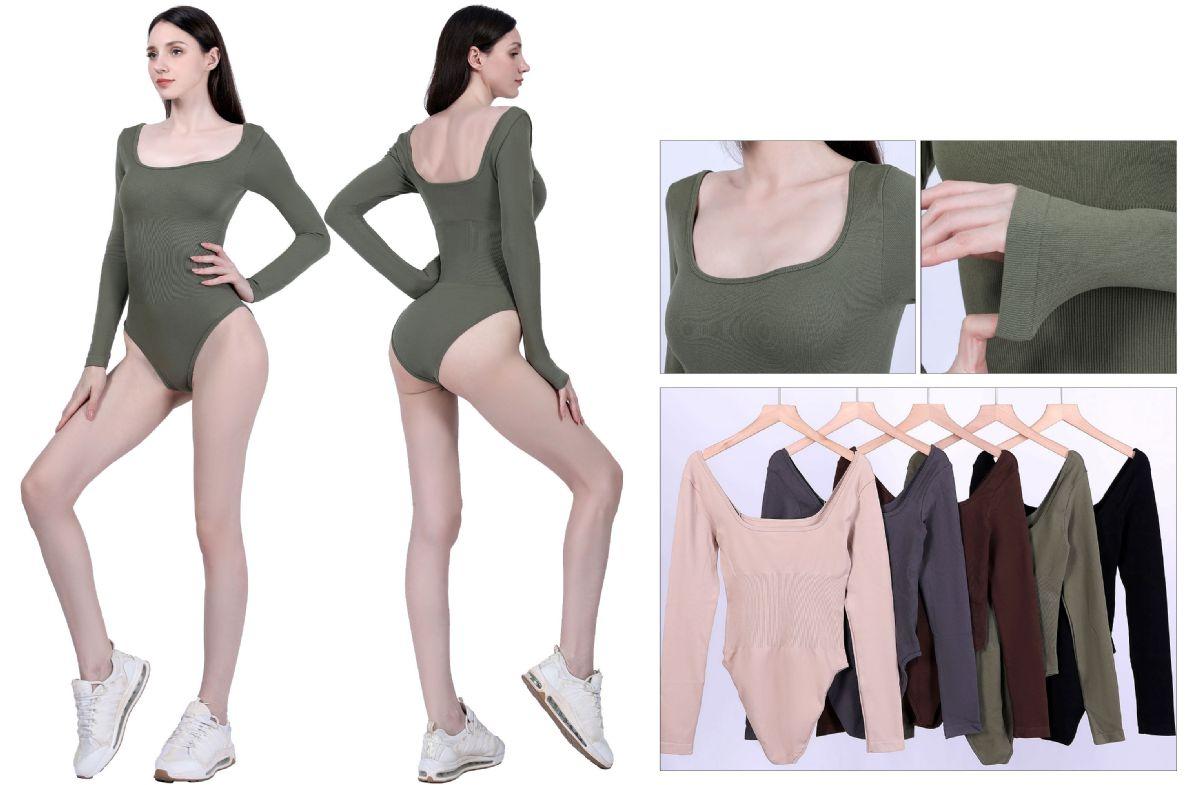 48 Wholesale Long - Sleeve Scoop Neck Bodysuit image