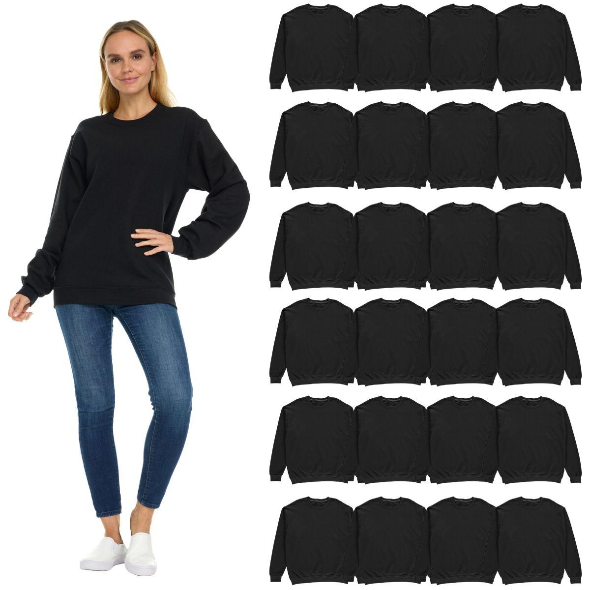 24 Wholesale Womens Oversized Crew Neck Sweatshirt In Black Size S image