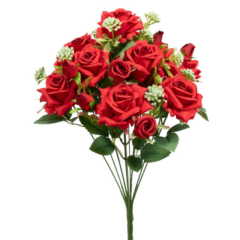 12 Wholesale 11 Head Rose Bush 16 inch - Red image