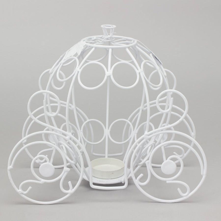 8 Wholesale Metal Pumpkin Carriage 10 3/8 inch- White image