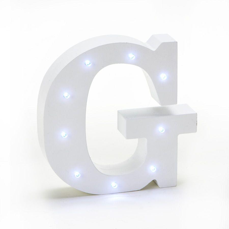 12 Wholesale Wooden Vintage Led Marquee Freestanding Letter G - White image