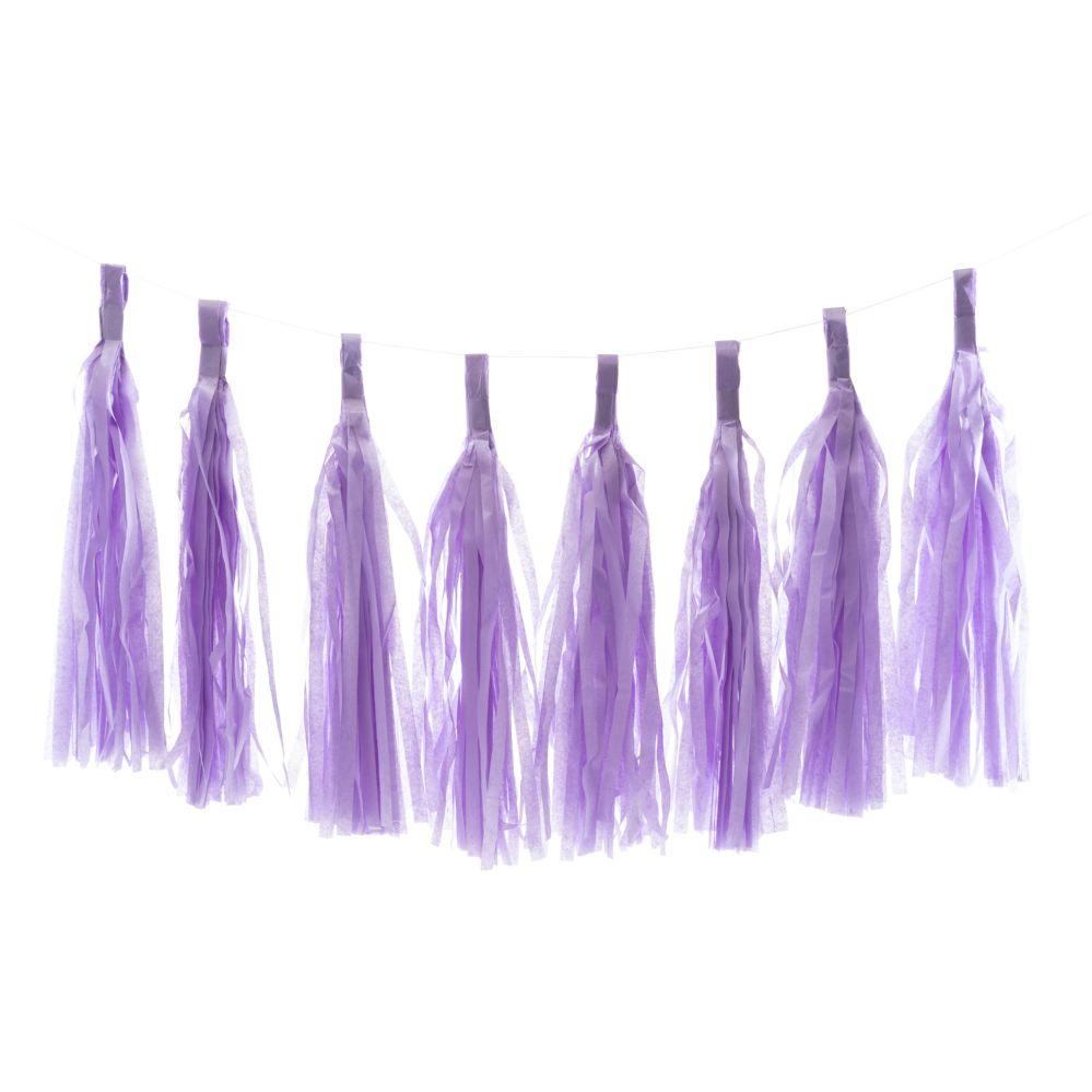 72 Wholesale Paper Tassel Garland 13 inch 8pc/set - Lavender image