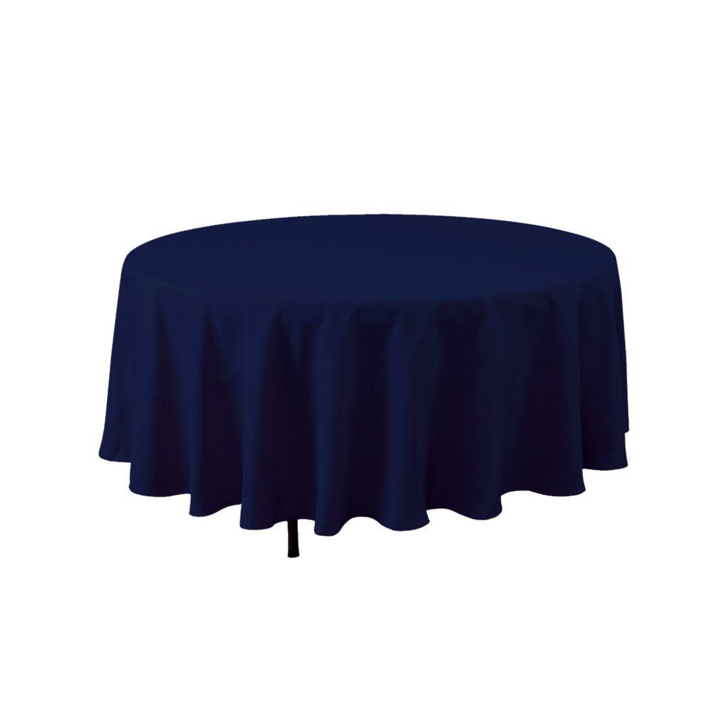 6 Wholesale Round Polyester Table Cover 132 inch - Navy image