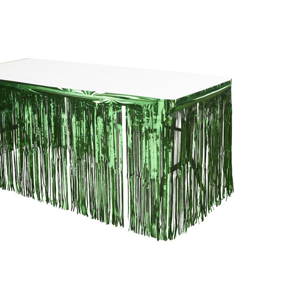 24 Wholesale Metallic Foil Table Skirt 14ft - Green image