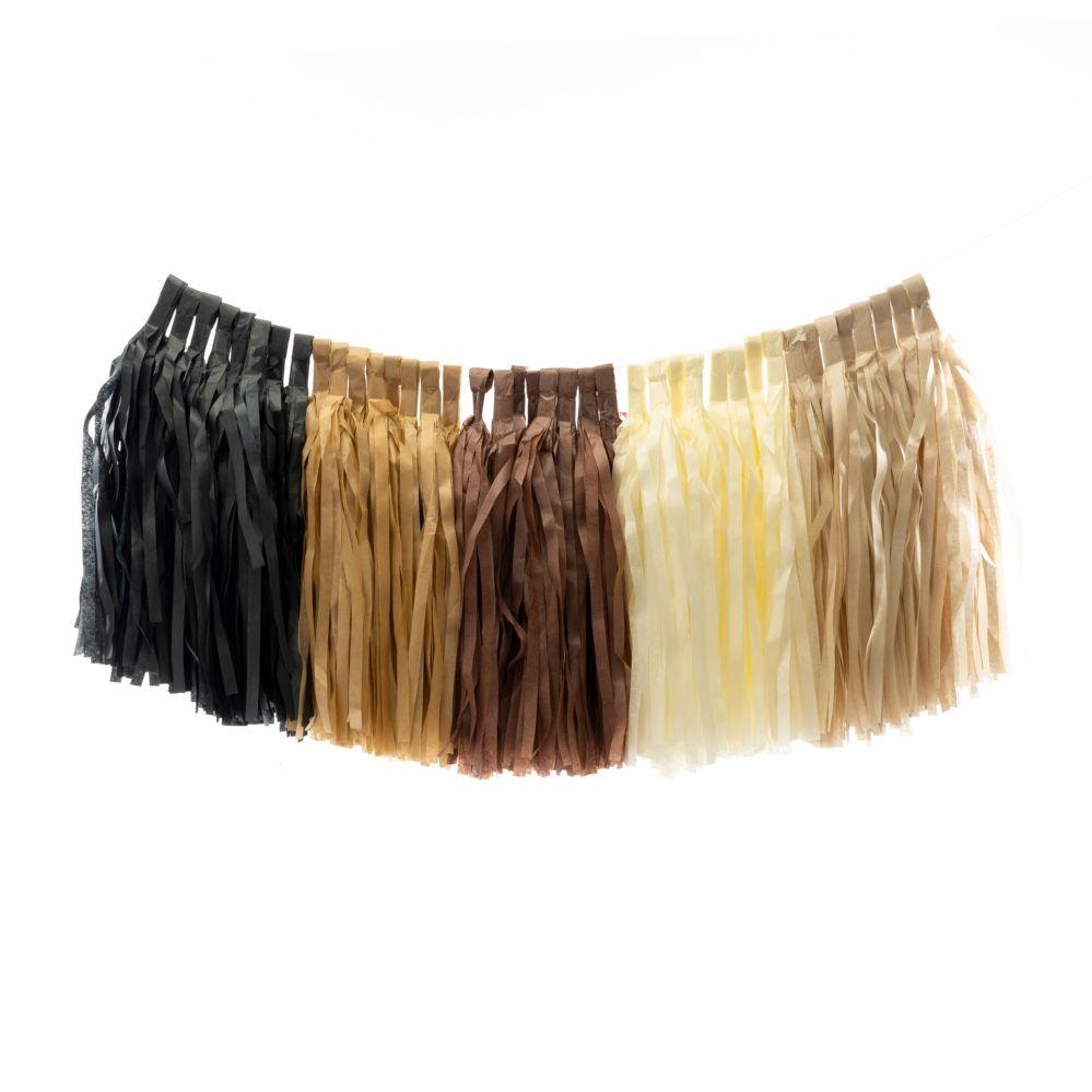 48 Wholesale Paper Tassel Garland 13 inch 40pc/seT- Black Neutrals Color image