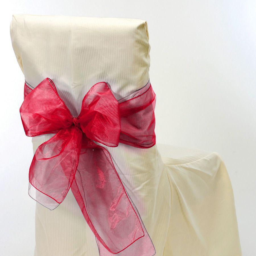 24 Wholesale Sheer Organza Chair Bows 9 inch X 10 inch Red - 6pcs/bag image