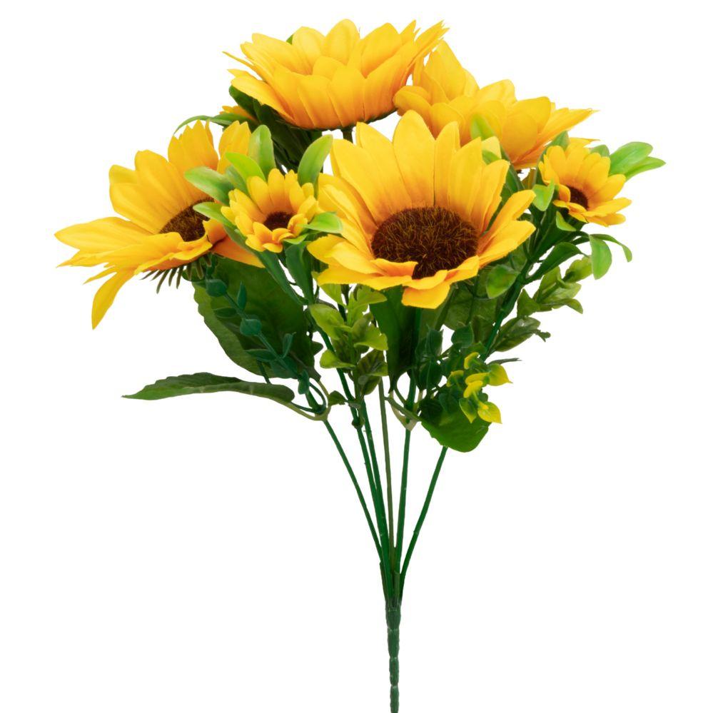 36 Wholesale Artificial Sunflower 7 Head 12 inch image