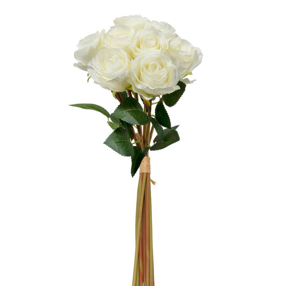 12 Wholesale Artificial Rose Flower Bouquet - Ivory image