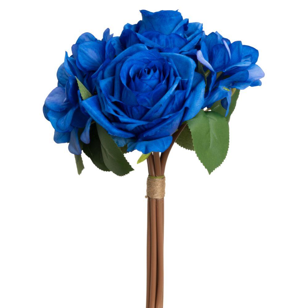 36 Wholesale Artificial Rose & Hydrangea Bouquet - Royal Blue image