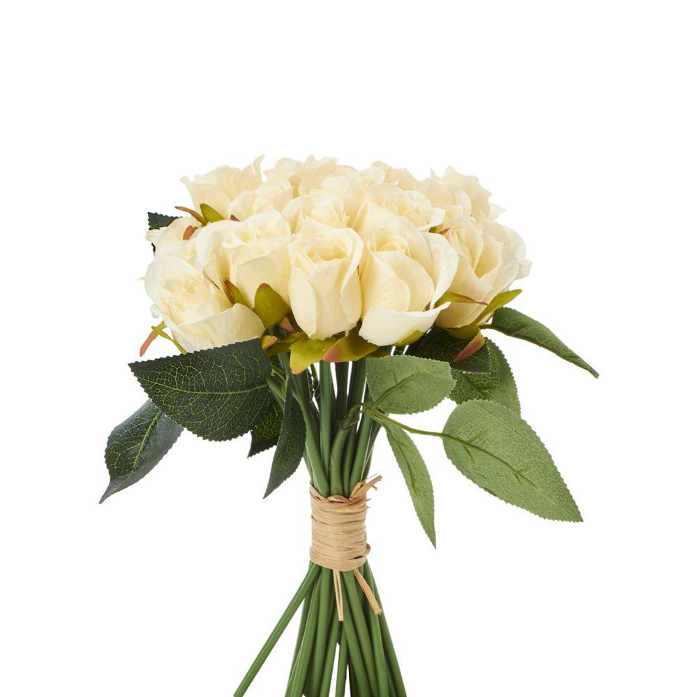 24 Wholesale Artificial Rose Bud Flower Bouquet - Ivory image
