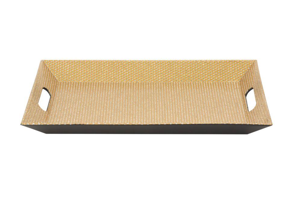12 Wholesale Beaded Rectangle Plastic Tray 15 inch- Gold image